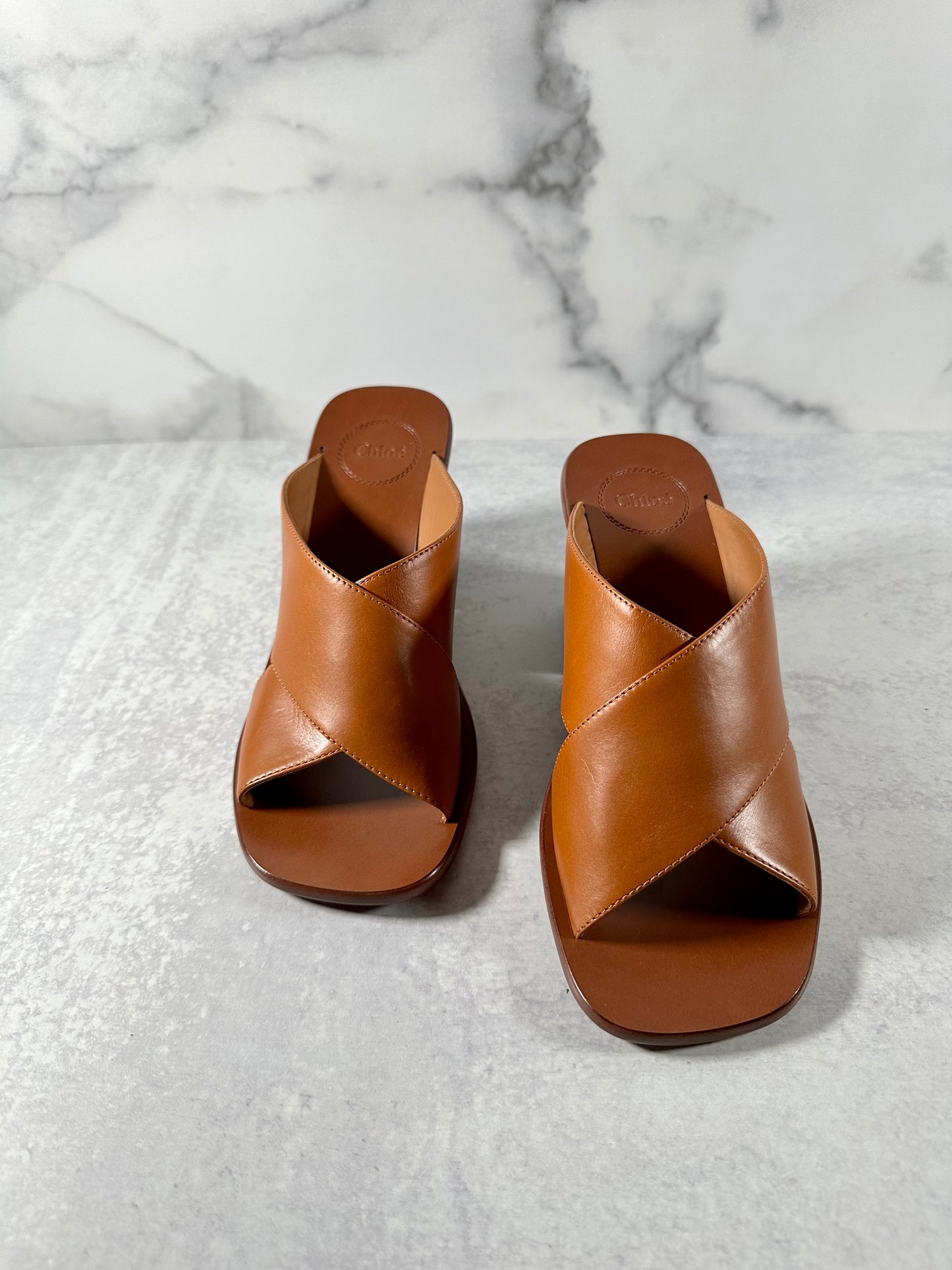 Chloe Laia raffia-trimmed mules