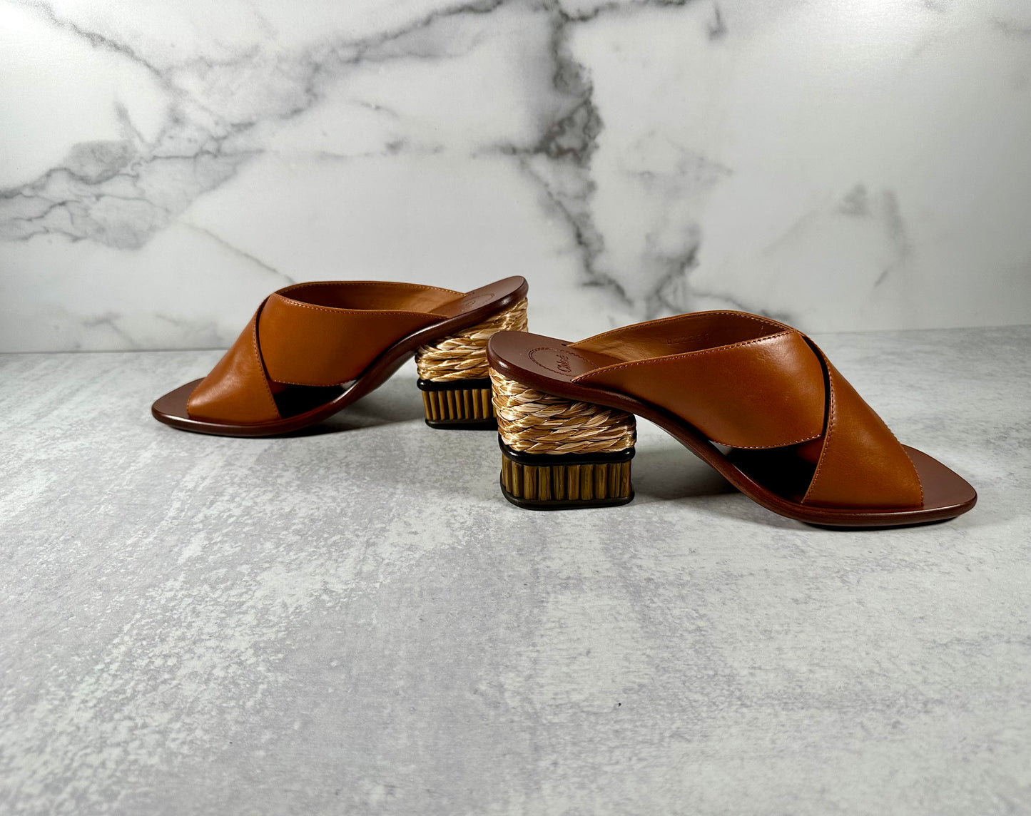 Chloe Laia raffia-trimmed mules