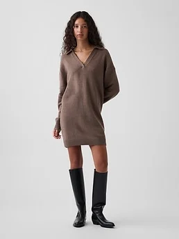 CashSoft Oversized Polo Sweater Mini Dress — reference image