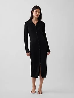 CashSoft Rib Sweater Maxi Shirtdress — reference image