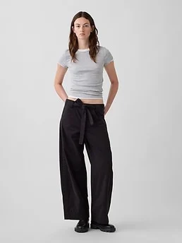Tie-Waist Barrel Ankle Khakis — reference image